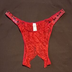 Victoria's Secret Cherries Shine. Brazilian Crotchless Panty NWT. Medium Panty